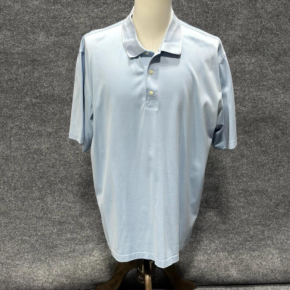 Greg Norman Polo Shirt Mens 2XL Light Blue Play Dry Mercerized Golf Performance